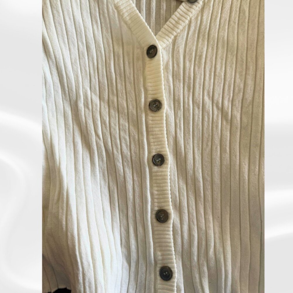 ODDI Cream Ribbed Button Front Cardigan NWT Small - Picture 9 of 11